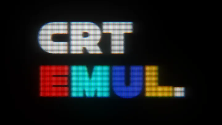 The same title card through CRT Emulation with an aperture grille