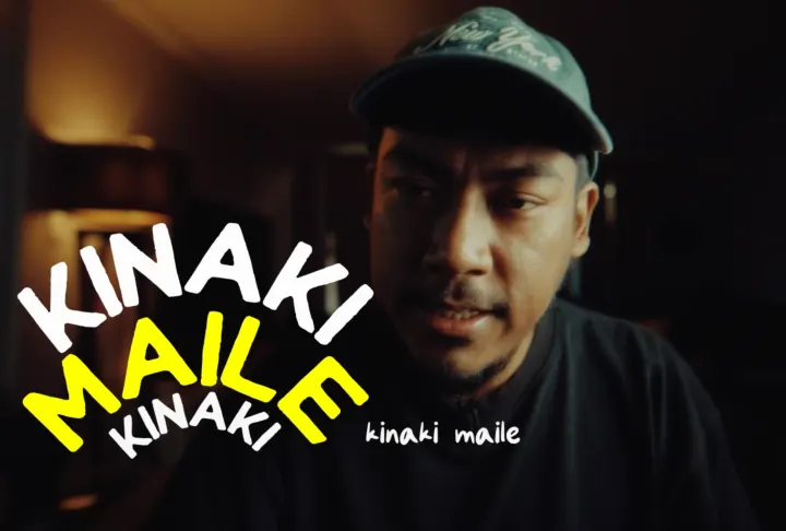 A big stacked caption: kinaki maile kinaki, with maile in yellow